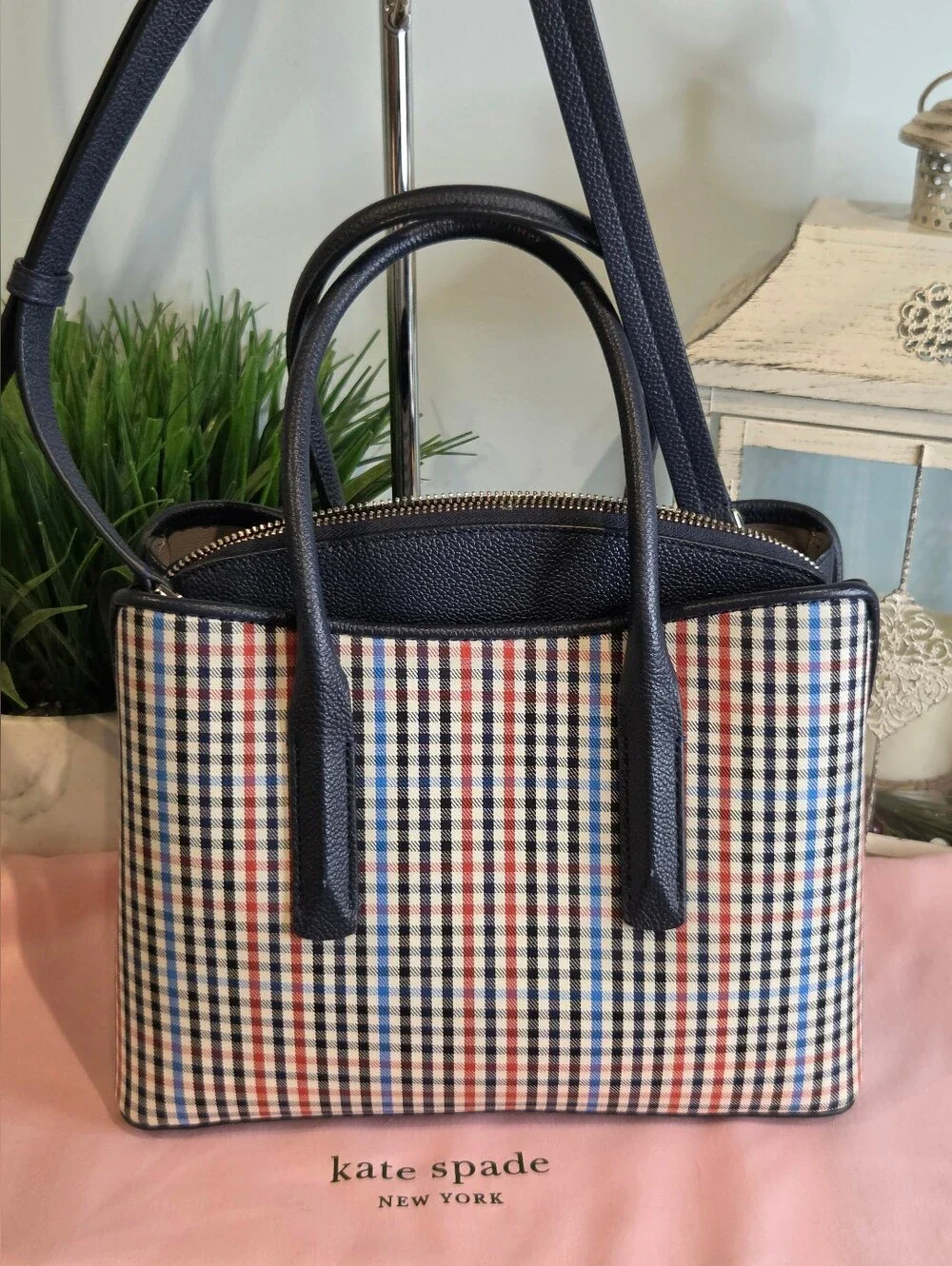 Kate Spade Margaux Plaid Satchel & Dustbag.